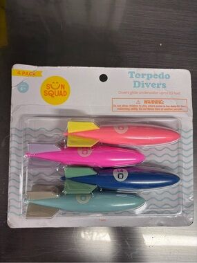Sun Squad Torpedo Divers Pool Set - Pink, Hot Pink, Blue, Light Teal